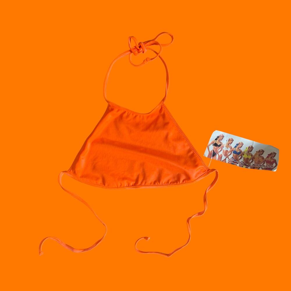 90's vintage orange high neck halter bikini top M *deadstock*
